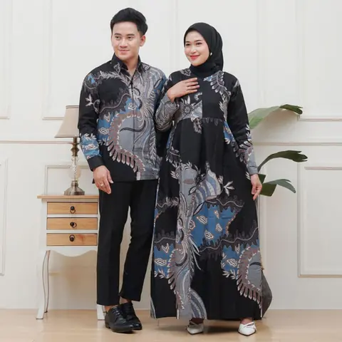 Kois Batik - Gamis Cantik Coupel Kemeja Bisa Dipisah Terbaru Motif cendrawasih