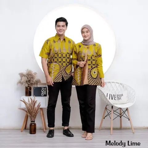 Kois Batik - Batik Coupel Atasan Blouse Bolero Dan Hem Pria Motif melody lime