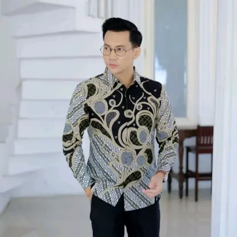 Batik Alfin - Kemejan Batik pria dewasa Lengan panjang motif Liris modern terbaru bagus banget