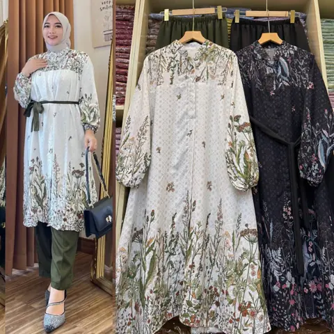Khisna collection - Set tunik motif Bianca tali bisa lepas bagus banget
