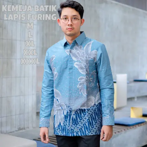 Kois Batik - Kemeja Pria Batik Berlapis Furing Bagus Banget Motif Anggrek blue