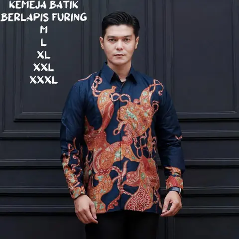 Kois Batik - Kemeja Batik Berlapis furing Sangat Nyaman Dipakai Motif nalendra navy