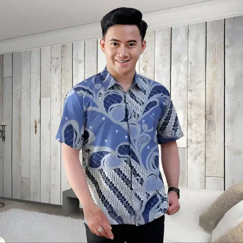 Batik Alfin - Kemejan Batik pria dewsa Lengan pendek motif Liris bagus banget