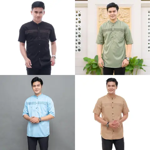 Batik Alfin - Baju koko pria dewasa Lengan pendek motif garis 3 model terbaru bagus banget