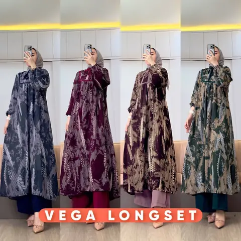 Khisna collection - Setlong tunik Vega motif baru dan Busui bagus banget untuk seragam