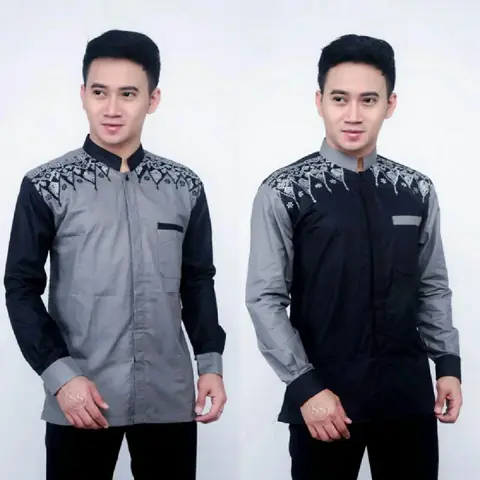 Batik Alfin - Baju koko batik pria dewasa Lengan panjang kombinasi bordir keren banget