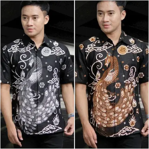 Batik Alfin - Baju Batik pria dewasa Lengan pendek motif burung merak bagus banget