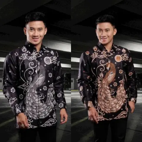 Batik Alfin - Kemejan Batik pria Dewasa Lengan panjang motif burung merak bagus banget kemejan dewasa