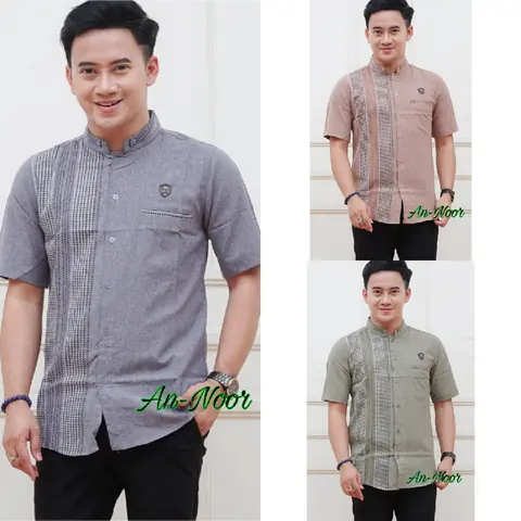 Batik Alfin - Baju koko pria dewasa Lengan pendek motif An-noor keren banget