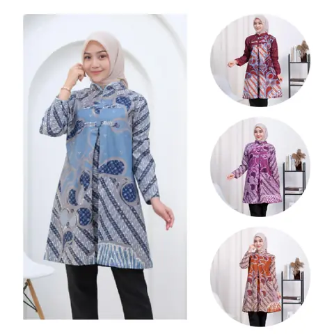 Kois Batik - Atasan Baju Batik Wanita Tunik Floy Modern Motif asyifa