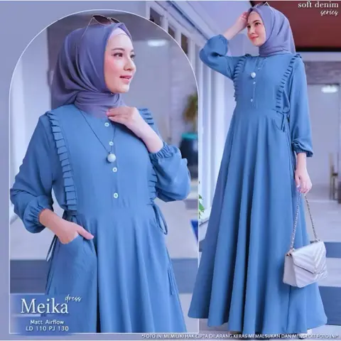 MEQA DAILY - MEGA DAILY - Gamis Meika Dress Wanita Rempel Muslimah