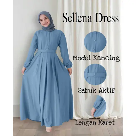 MEQA DAILY - MEQA DAILY - Sellena Gamis Crinkle Dress Wanita