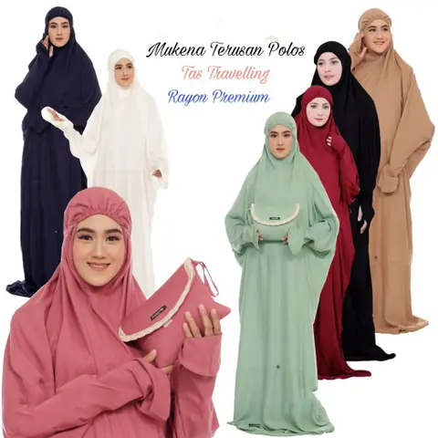 SRIAYU COLLECTION - Mukena Terusan Polos Tas Travelling Dewasa