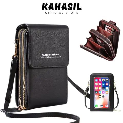 KAHASIL Tas Dompet Hp Wanita Selempang Bahan Kulit PU Leather KHDP49